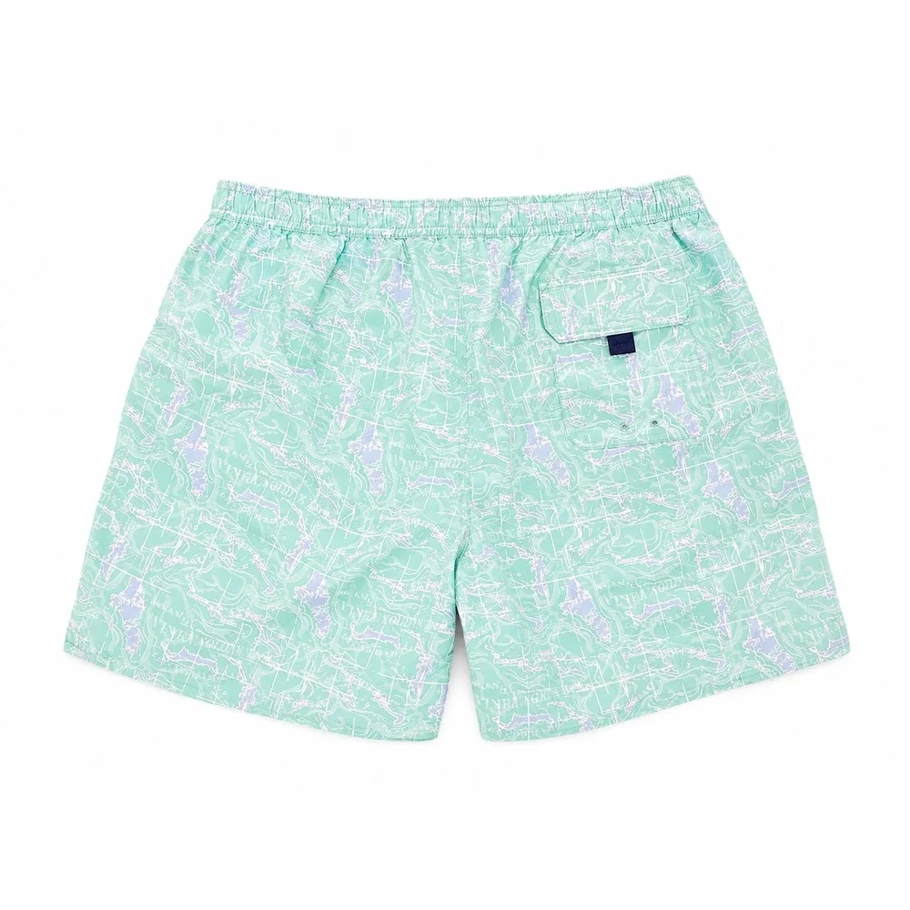 Vineyard Vines Mens XL Mint Green Topo Map Print Chappy Swim Trunks Board Shorts
